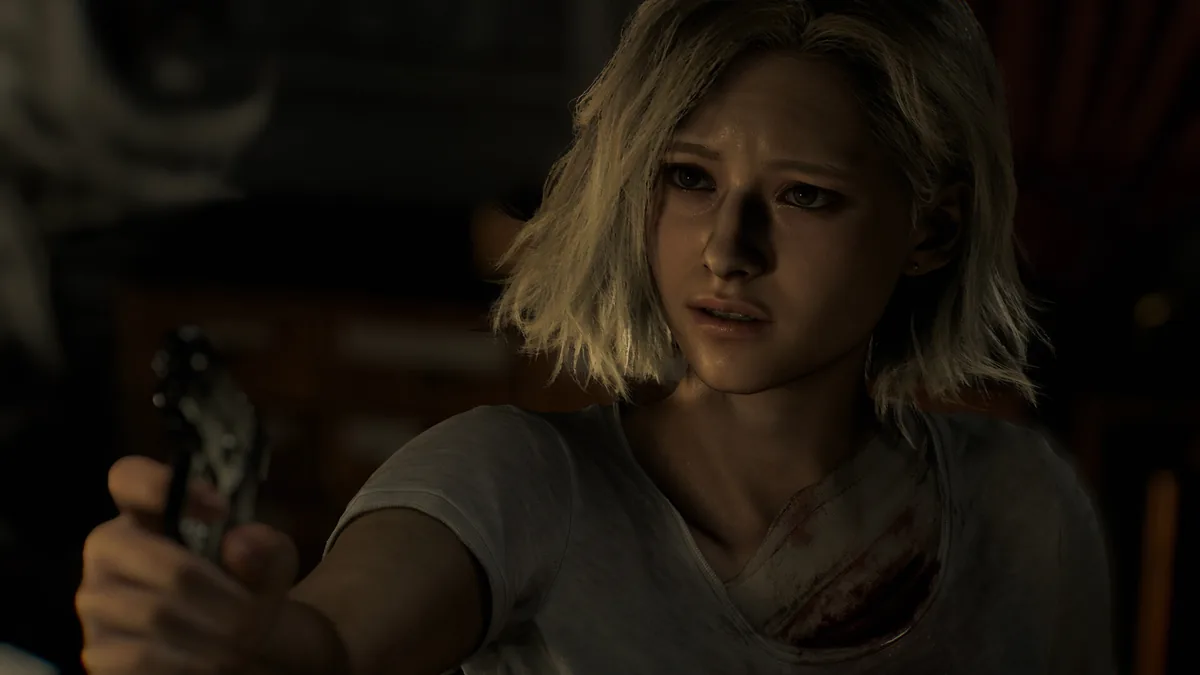 گریس اشکرافت با اسلحه در Resident Evil Requiem
