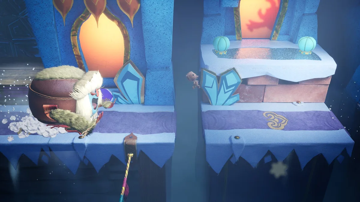 سکبوی در حال پرش در بازی خانوادگی Sackboy
